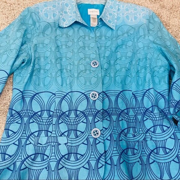 Emma James Linen Cotton Blazer Blue Ombre - Picture 13 of 14